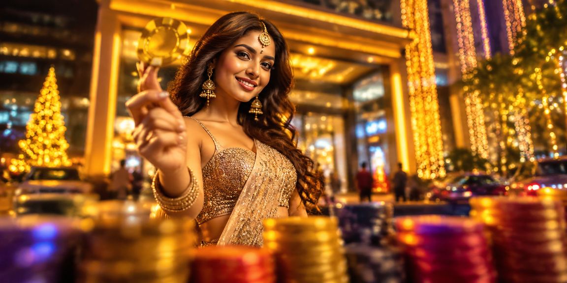 Bright Diwali festival lights with user engaging online betting