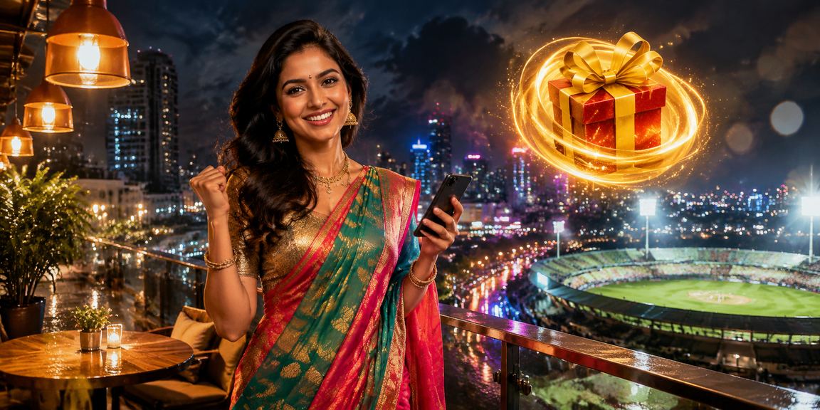 Neon lit online gaming and betting scene in Mumbai